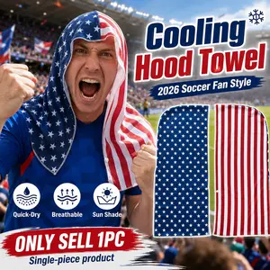 2026 Soccer Fan Cooling Hood Towel, USA Flag Print Quick Dry Breathable Head Wrap, Ice Water Activated Neck Wrap for Match Day, Stadium Cheer, Football Games, Outdoor Sports, Running, Hiking, Travel, 1pc