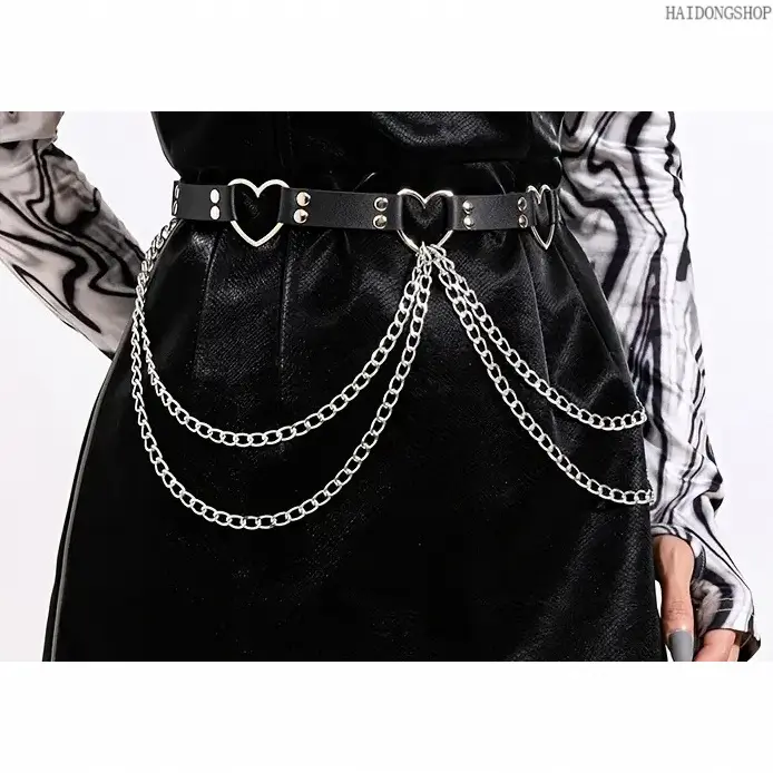 Women’s Heart Decor Chain Belt, Punk Style Waist Chain Belt, Trendy All‑Match Exquisite Body Accessory, Adjustable Decorative Belt for Dresses, Perfect for Daily Outfits, Night Party, Clubwear & Birthday Gift tactical