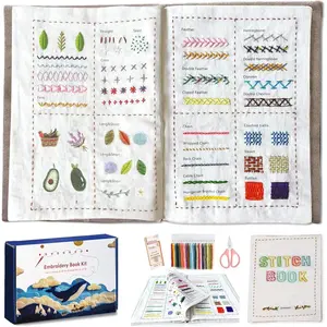 2026 Upgraded Embroidery  Book Kit,  in  Sewing Embroidery Kits, Starter Practice Patterns, Complete Tool kit and VideoTutorials, Gifts for Girlfriends, , and Craft Lovers