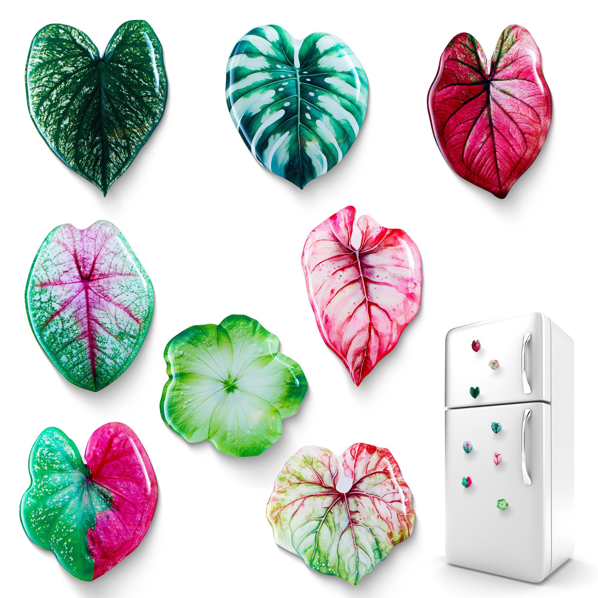 Leaf Shaped Fridge Magnet, 8 Counts/set Creative Magnetic Sticker, Kitchen Fridge Magnet for Home
