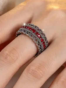 Vintage Flower Wire Full Circle Ring, Court Lattice Lace Retro Style, Unisex Wide Band Ring for Daily Wear, Casual and Formal Events