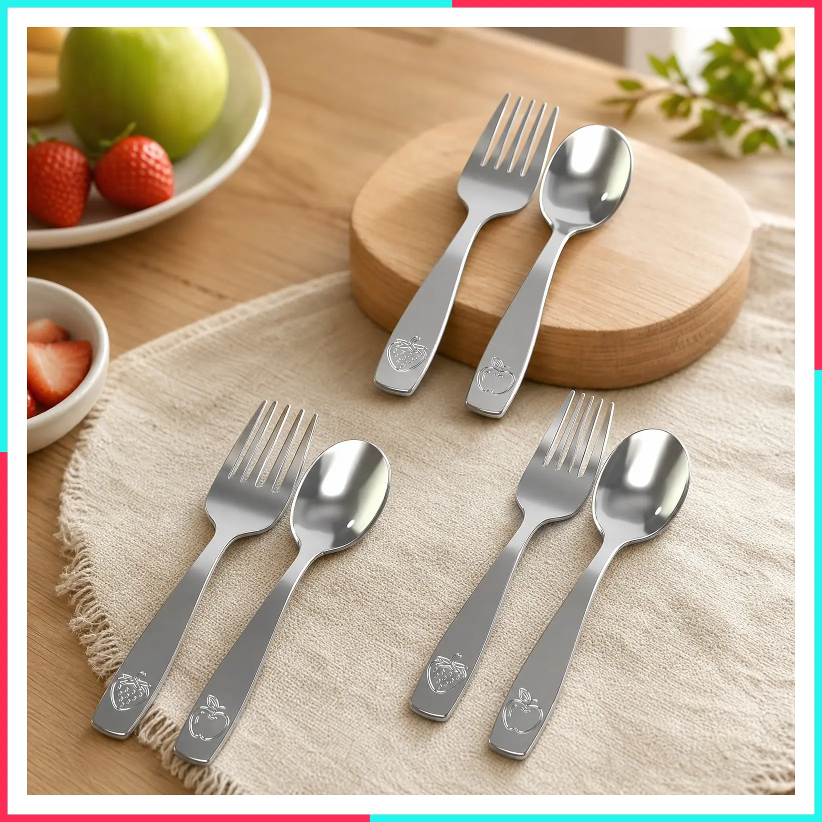 Stainless Steel Kids Silverware Set 6 Pieces - Child and Toddler Safe Flatware - Metal Kids Cutlery Set (Includes 3 Small Spoons and 3 Forks)