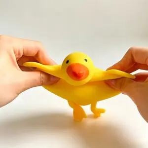 Interesting elastic yellow duck plush toy, approximately 14-16cm in size, soft squeeze and stress relief plush toy, suitable for classrooms, offices, children's parties