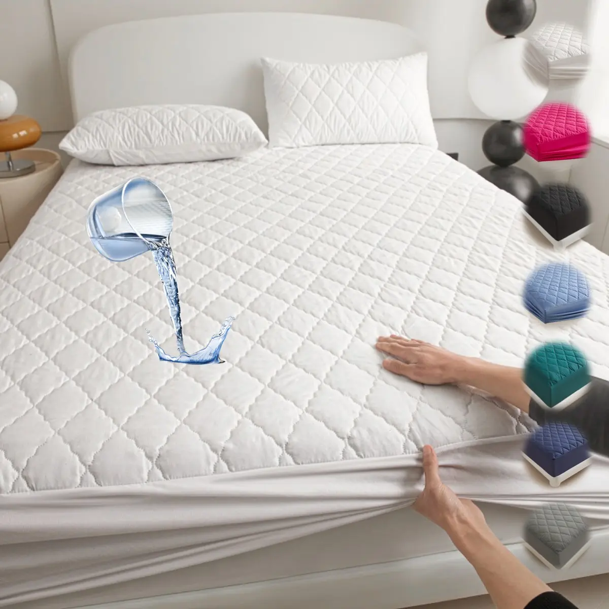 2pcs/3pcs Waterproof Mattress Protector Combo, Fitted Sheet & Bed Cover with Deep Pocket, Soft Quiet Breathable Stain-Proof, Machine Washable Pillowcases, for Bedroom Dorm Kids Pets Elderly Hotel