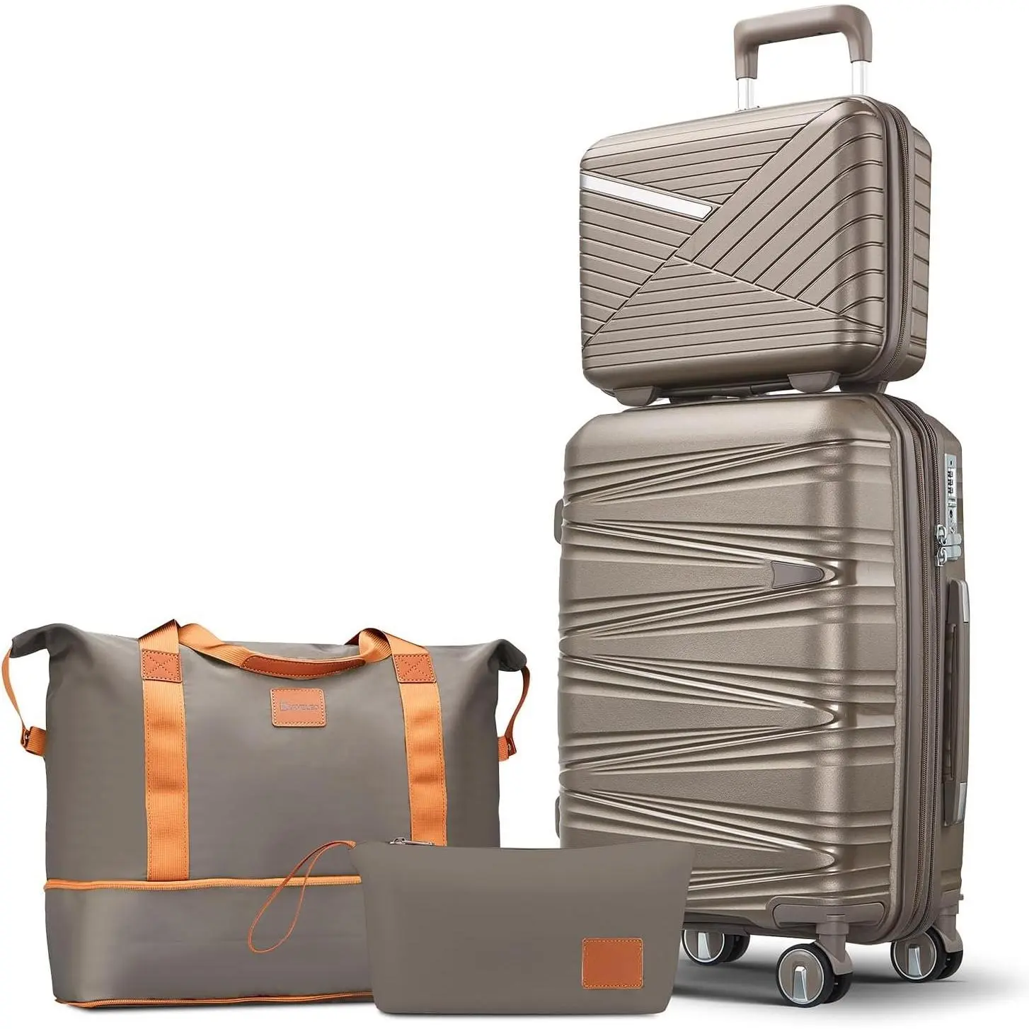 Expandable Carry- 4 count Luggage Set -in TSA Lock | 20 Inch Lightweight Hardshell Suitcase with Detachable Spinner Wheels Include 14  Case and Travel Tote & Toiletry Bag
