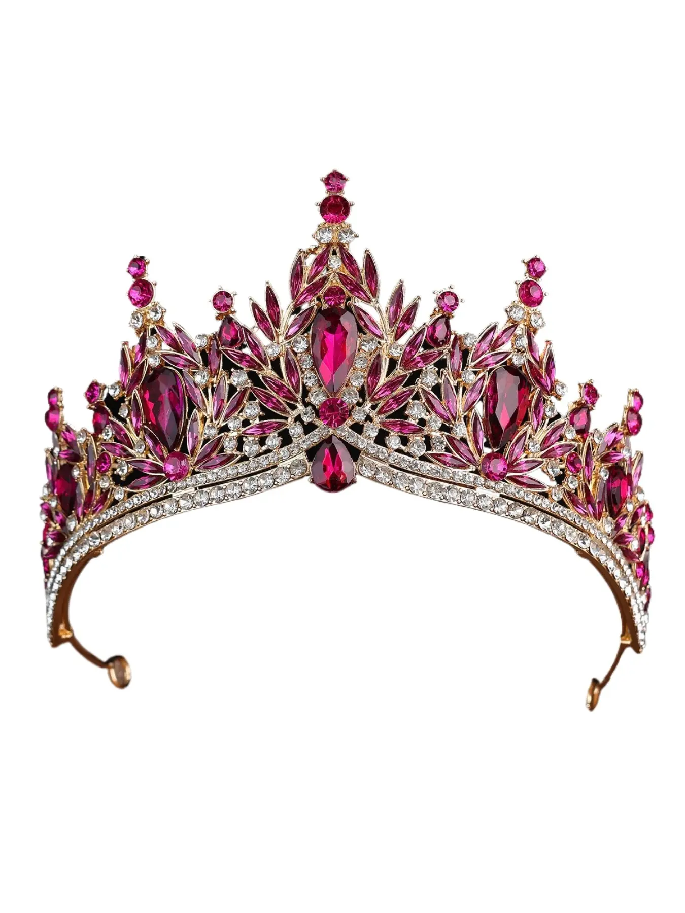 European-style Luxury Iridescent Purple Crown Headpiece for Wedding Party Banquet Dress Rhinestone Tiara Styling Hair Accessory