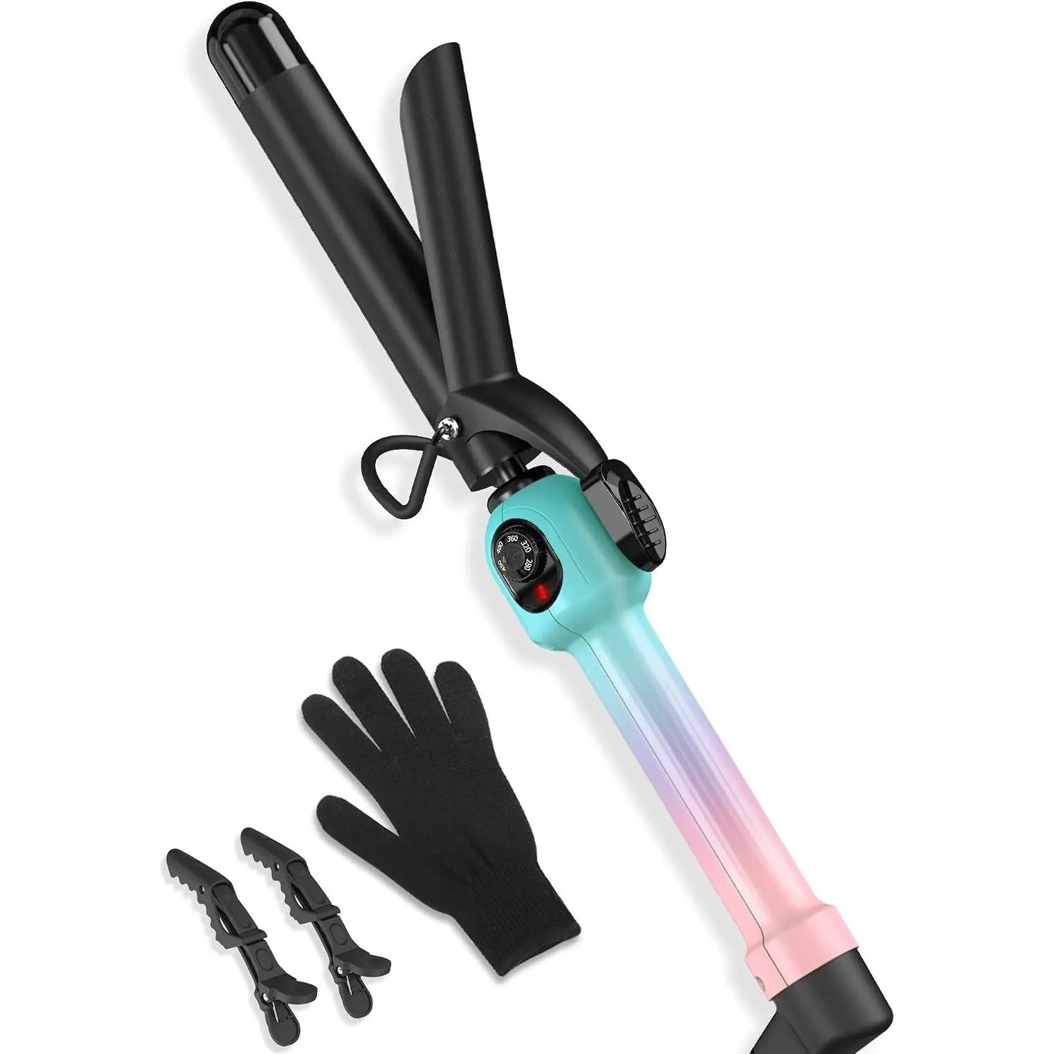 1 Inch Ceramic Medium Curling Iron for Short Hair, 280-450°F Temp Dial | 25mm Medium Barrel for Classic Curls & Natural Waves, Dual Voltage, Gradient ColorGift