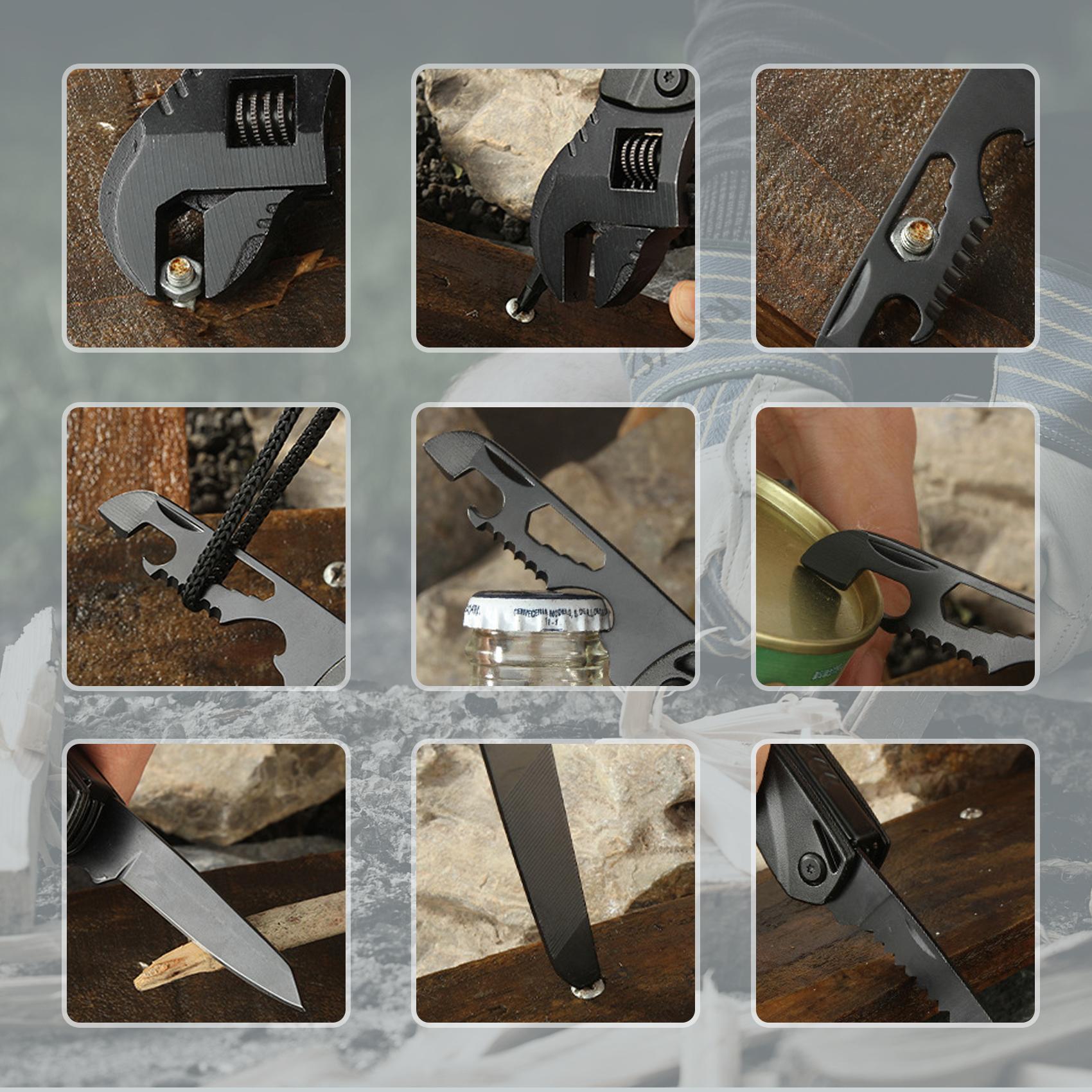 Multitool Wrench With Screwdriver Cutting Saw, Bottle Opener,Multi Purpose Pocket Size Gadget Camping Gear for Mechanical Maintenance, Camping and DIY Lover, Gift Idea for Him / Her