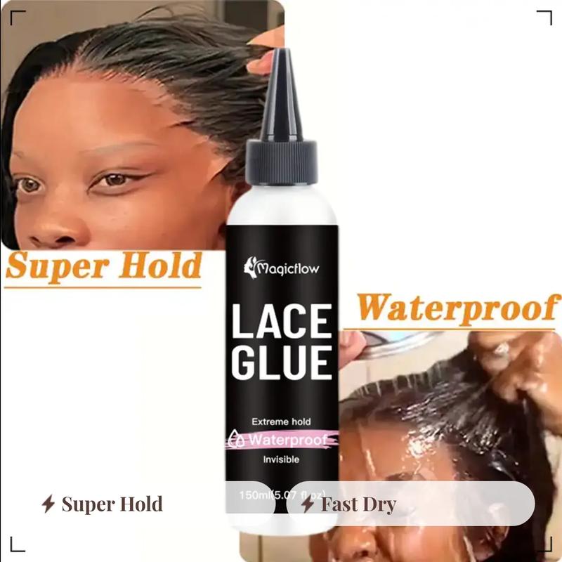 Waterproof Lace Wig Glue 150ML/5.07 Fl. Oz, Strong Hold Fast Dry Invisible, No Odor Easy Removal, Hair Adhesive for Wigs
