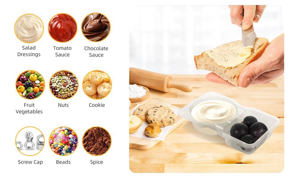 20 Pack Leakproof Snack Containers with Lids Reusable 2 Compartment Mini Sauce Holders Lunchable Boxes for Kids Adults Going Out School Office