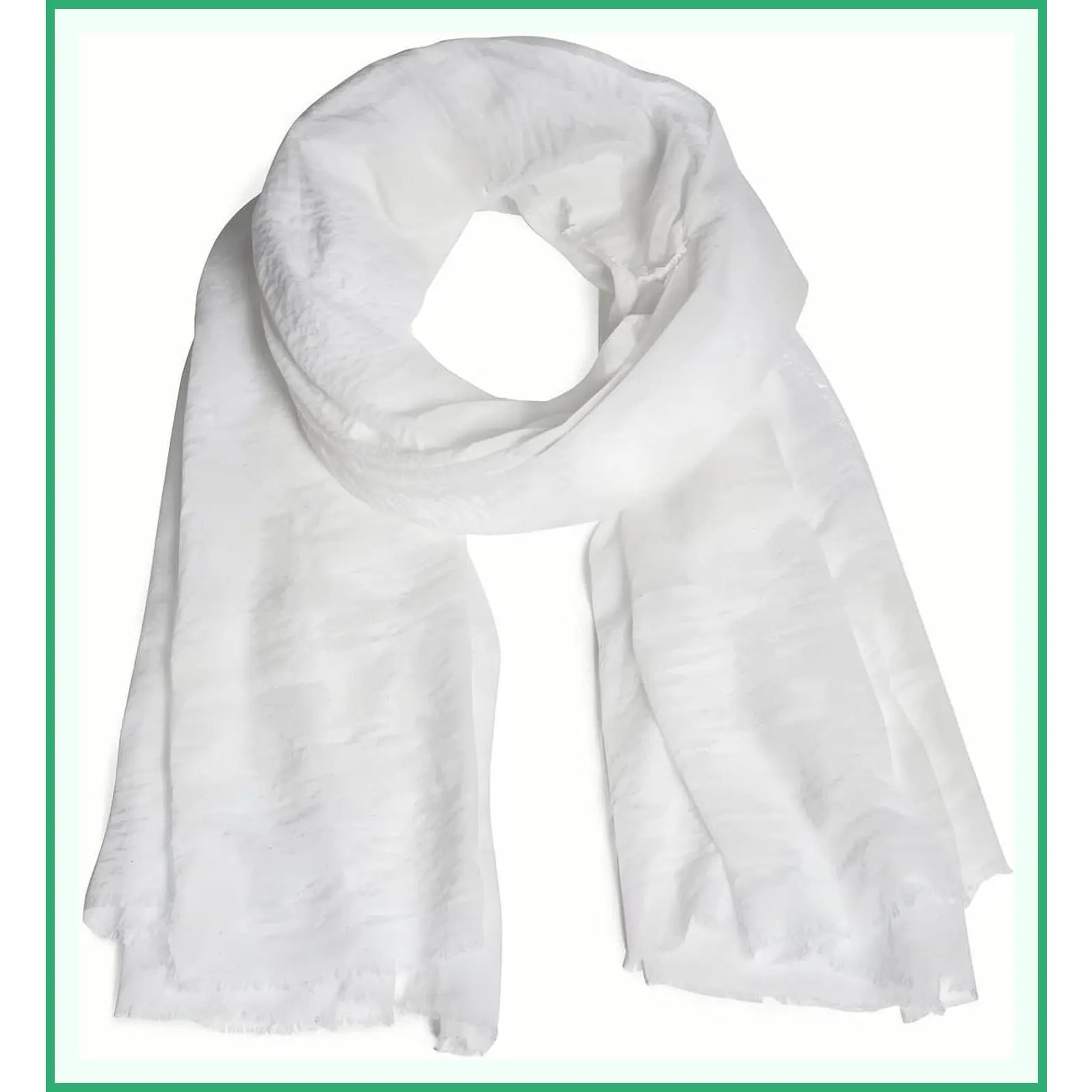 Women's Summer Cotton Linen Crinkle Long Beach Shawl Wrap Hijab with Fringe