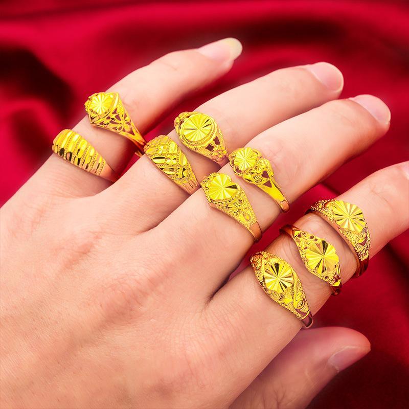 NEW Dubai Flower Gold Color Arab Rings For Women Resizable Ethiopia Wedding Jewelry African Party Gift Nigerian Jewellery