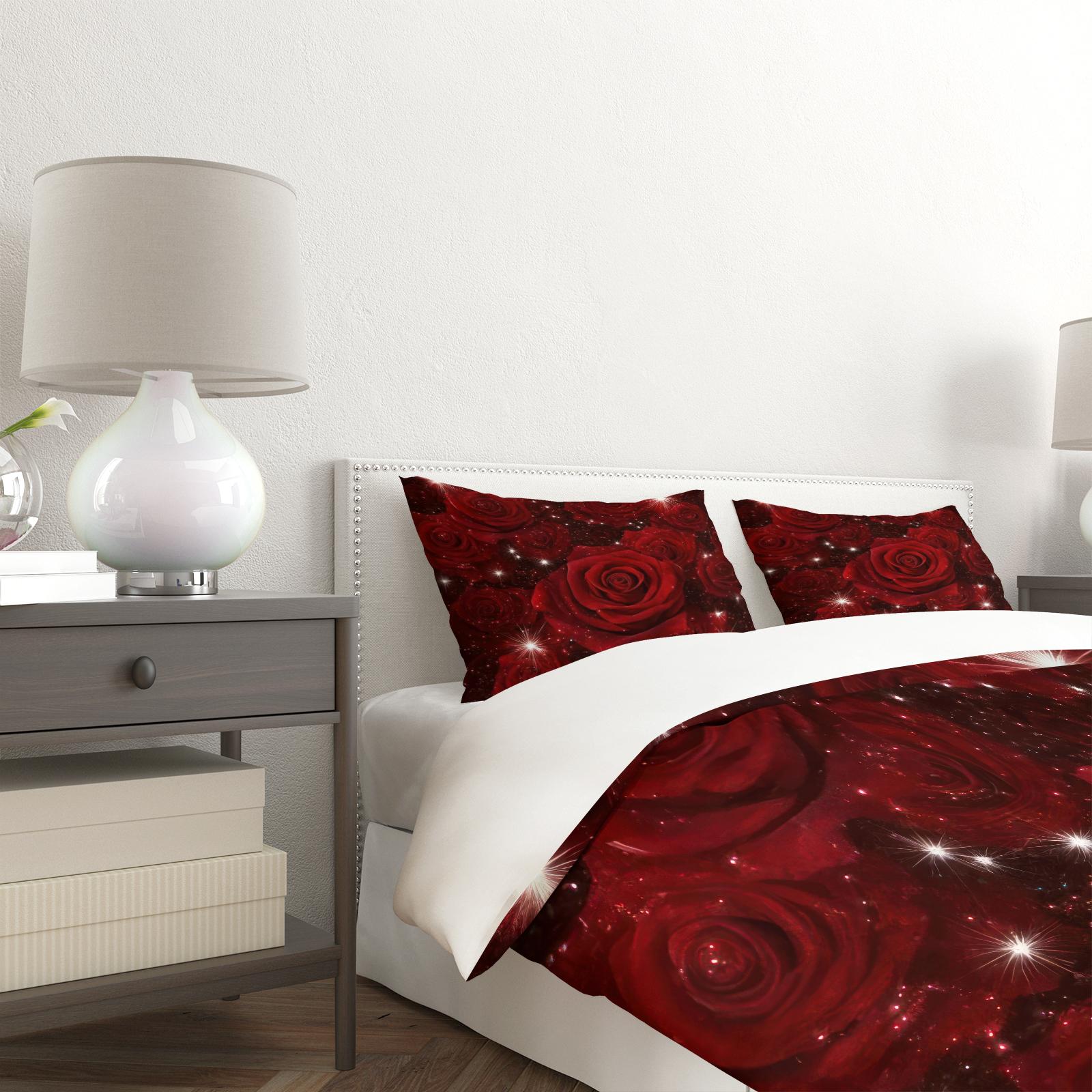 Rose Pattern Bedding Set, Soft Comfortable Sheets & Pillowcases, Bedroom Decor, Includes Fitted Sheet, Flat Sheet, 1/2 Pillowcase