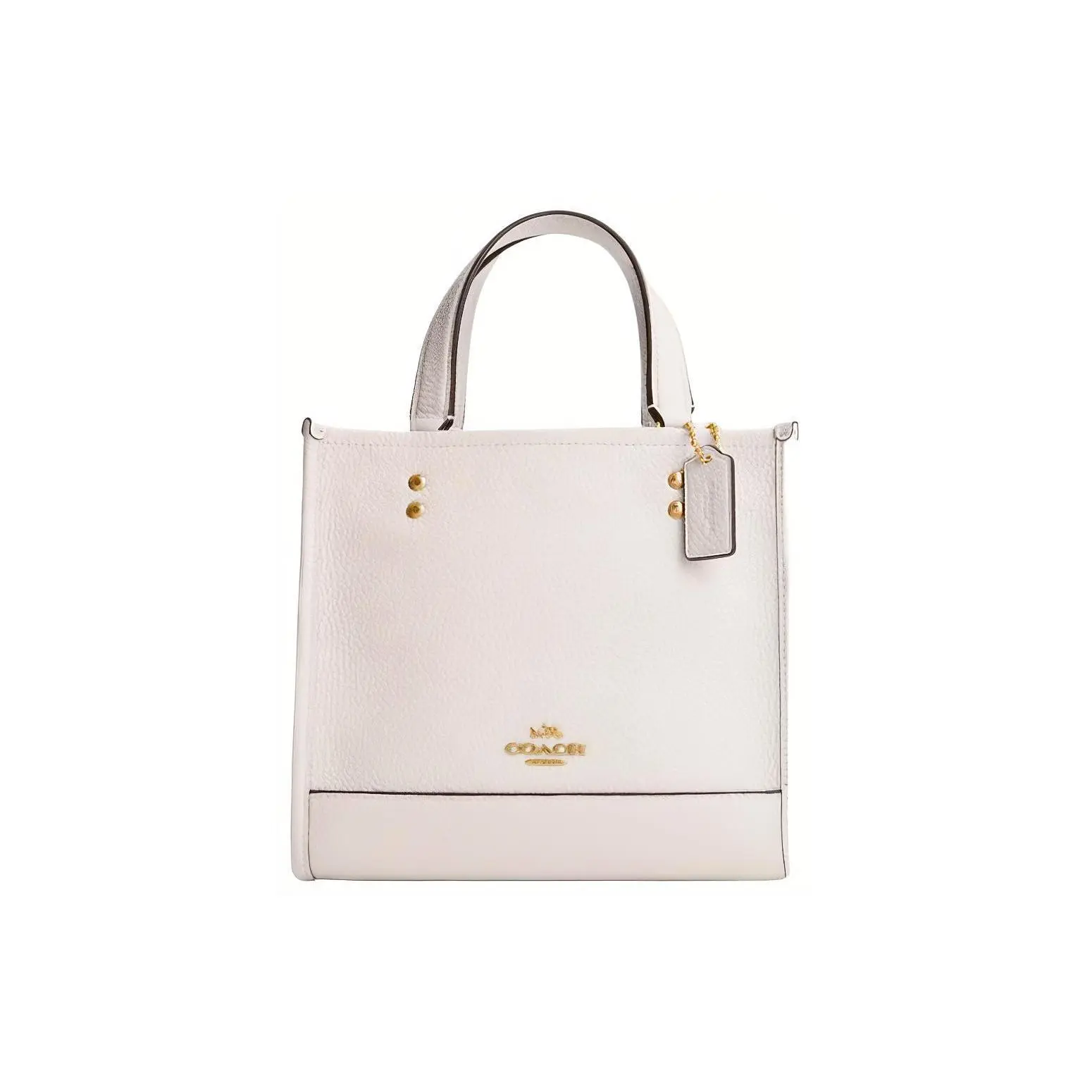COACH Dempsey Tote Bag for Women – Small Leather Top-Handle and Crossbody Tote in Chalk White