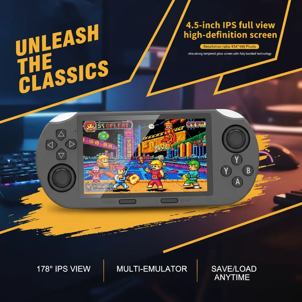 SF3000 Retro Handheld Game Console, 4.5" IPS Screen Built-in 20000+ Retro Games, Perfect Gaming Gift For Him