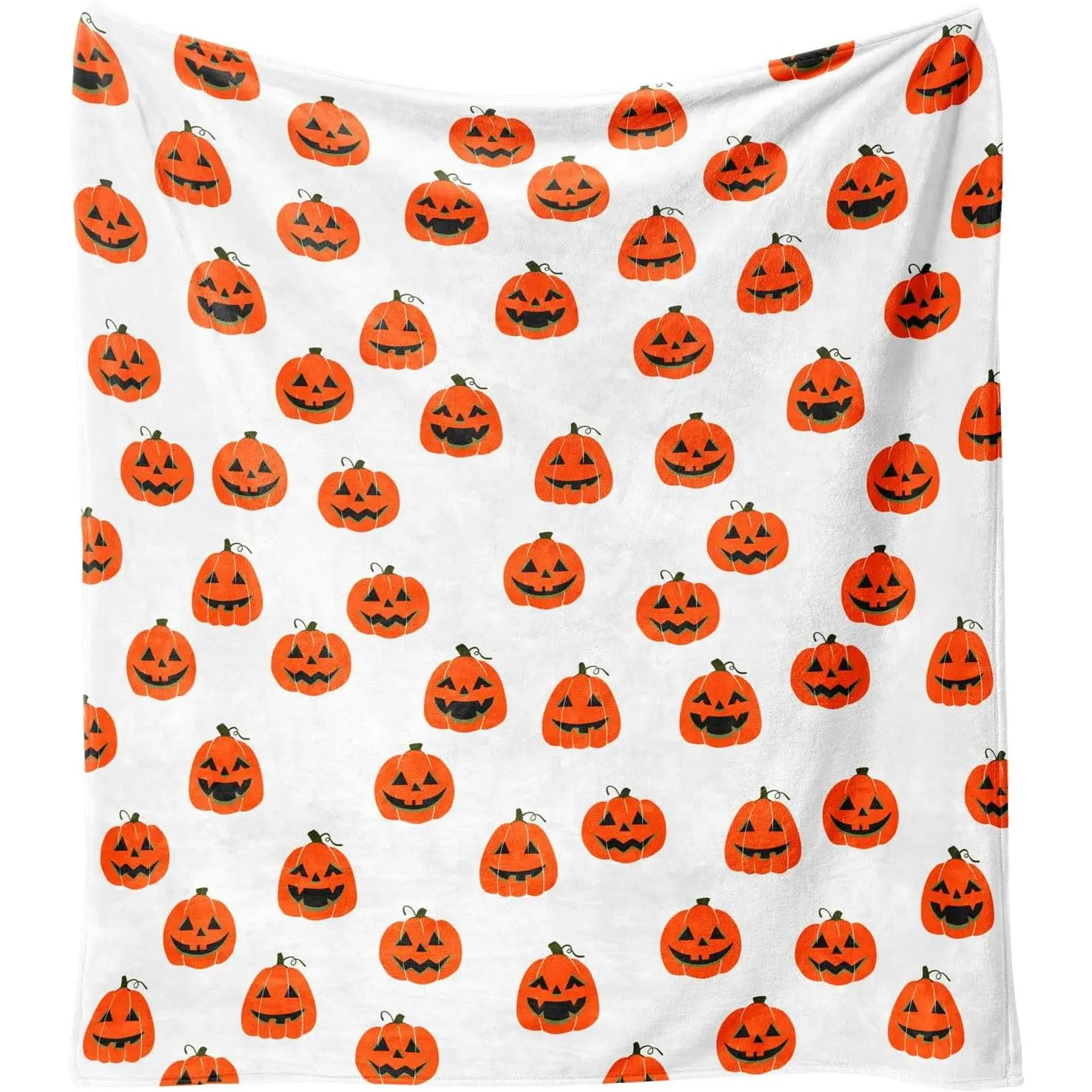 Halloween Pumpkin  Blanket - Orange Flannel Fleece Throw for , Living Room, Bed, Chair Decor - 60"x50"
