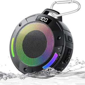 Portable Wireless Bluetooth Shower Speaker 2026 Digital Display with Detachable Hook, IPX7 Waterproof, LED Light, HD Sound & Bass for Bathroom Pool Beach & Outdoor