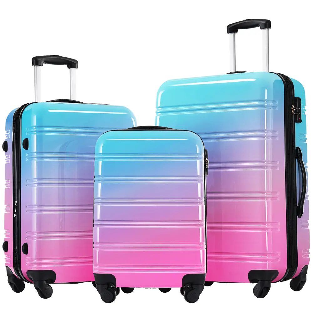 Acrylonitrile Butadiene Styrene (ABS) 3-Piece Hardshell Luggage Sets - Multi-Size 20"/24"/28" Spinner Suitcases with 4 High Tenacity Spinner Wheels, 360 Rotation, TSA Lock, Lined Interior, 25% Extra Space, Lightweight Expandable, Blue & Red Options