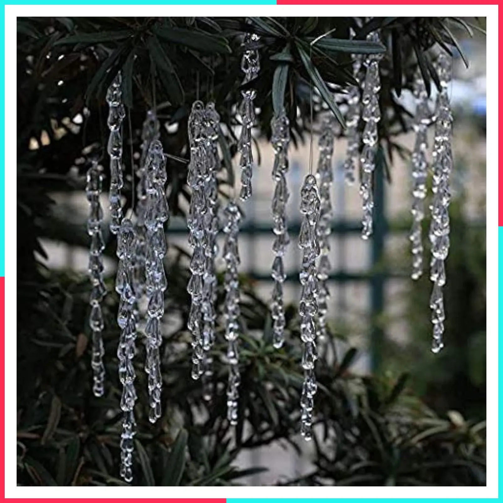 25 Pcs Acrylic Clear Icicle Ornament Set for Christmas Decoration