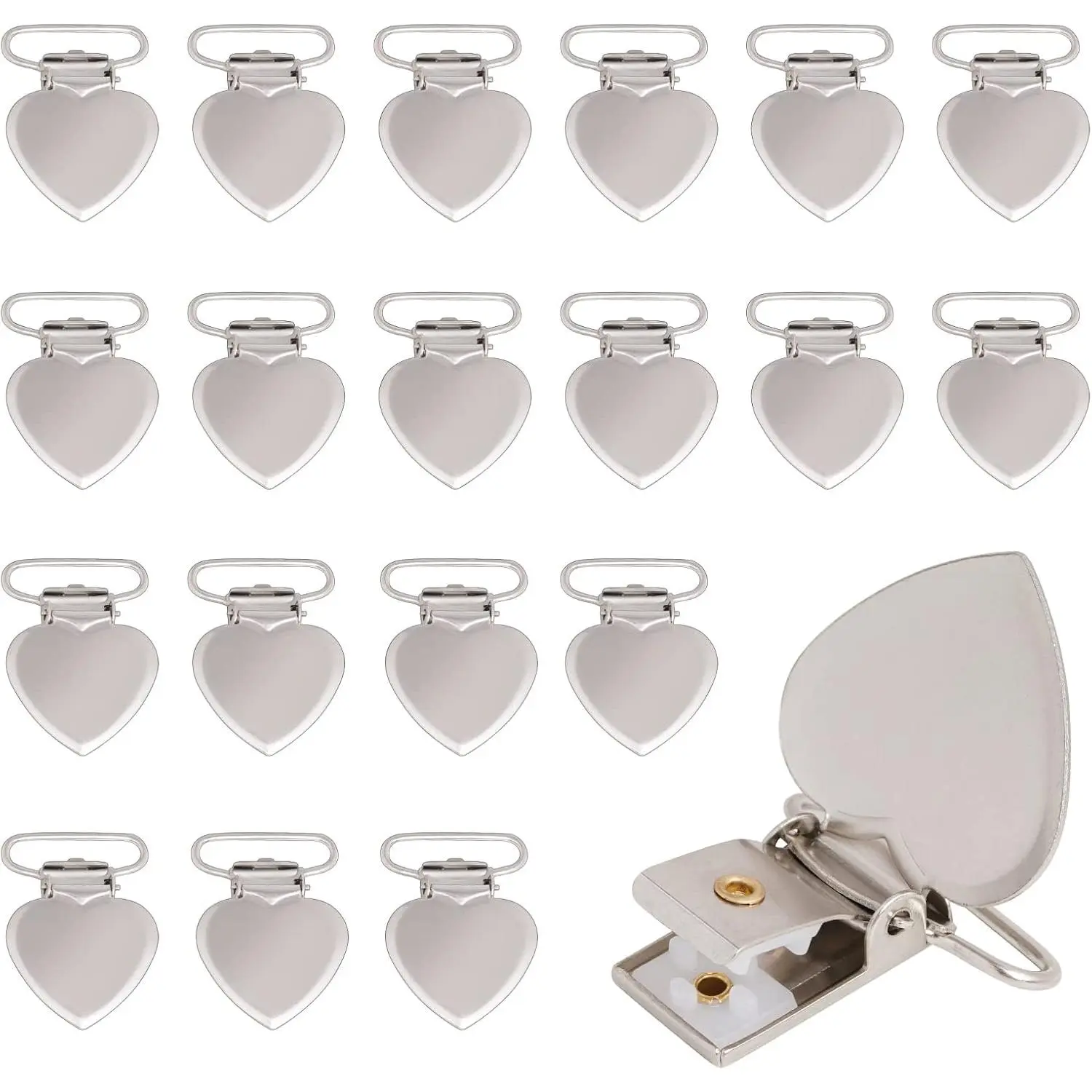 20 count  Suspender Clips Heart Shaped Metal Holder Clips Sheet Fasteners Clips Suspenders Holder for Mattress Pad Cover Sofa Cushion