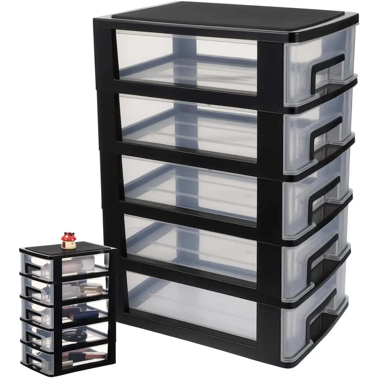 5-Tier Plastic Drawer Storage Cabinet Portable Desktop Organizer for Office Study  Sundries Holder 12.40X8.66X5.98In