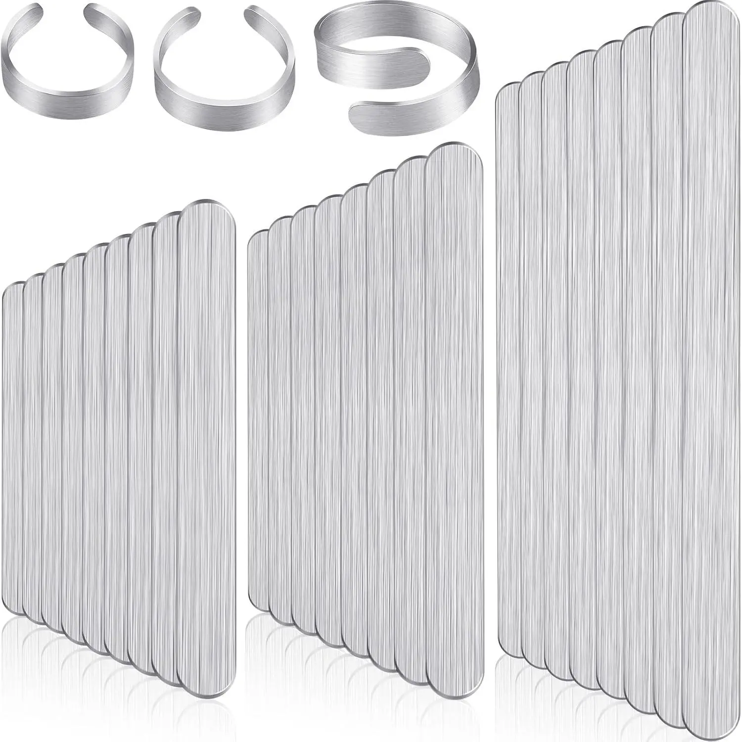 36 Pack  Flat Ring Blanks Metal Stamping Strips Metal Stamping Supplies  Blanks for DIY  with Deburred  Ring Size 4-6 7-9 8-10()