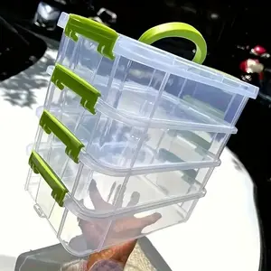 4 Large Stackable Transparent Plastic Storage Boxes with Lids, High Capacity Home Organizer, Multi-Purpose Sorting Box for Cosmetics, Office Supplies, Kitchen Items