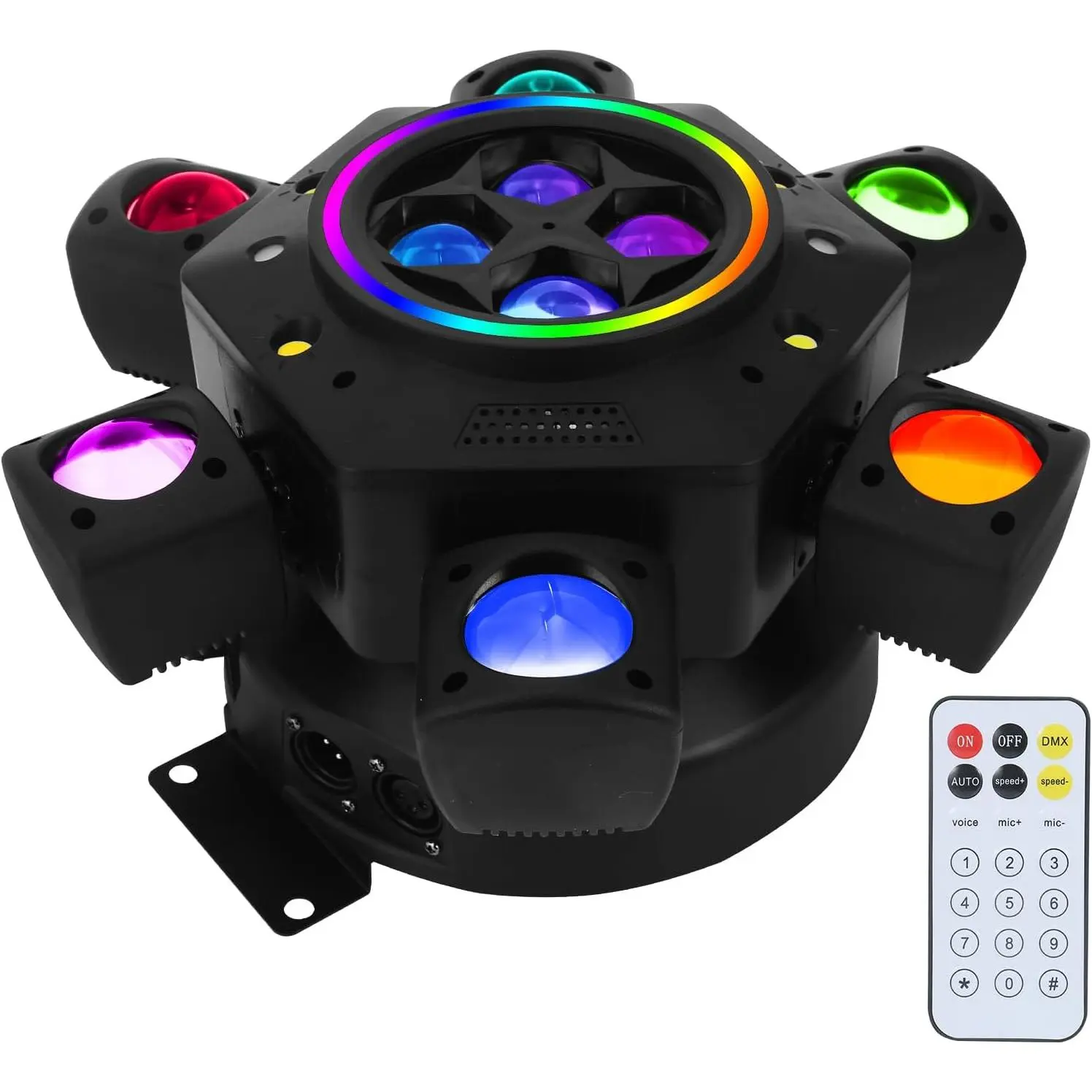 150W Moving Head DJ Lights, RGBW 4-in-1 LED 6 Arms Moving Head Lights, Red Green Starry Bee-Eyes Stage Lighting Effects, DMX-512 & Sound Activated & Remote Control, Party Lights for Bar Wedding Disco