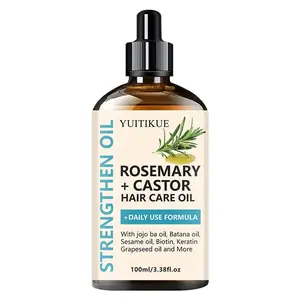 100ML Yuitikue Rosemary Castor Hair Oil, Deep Nourishing Scalp Care, Stronger Roots, Repairs Dry Split Ends, Reduces Breakage, Daily Hair Essence