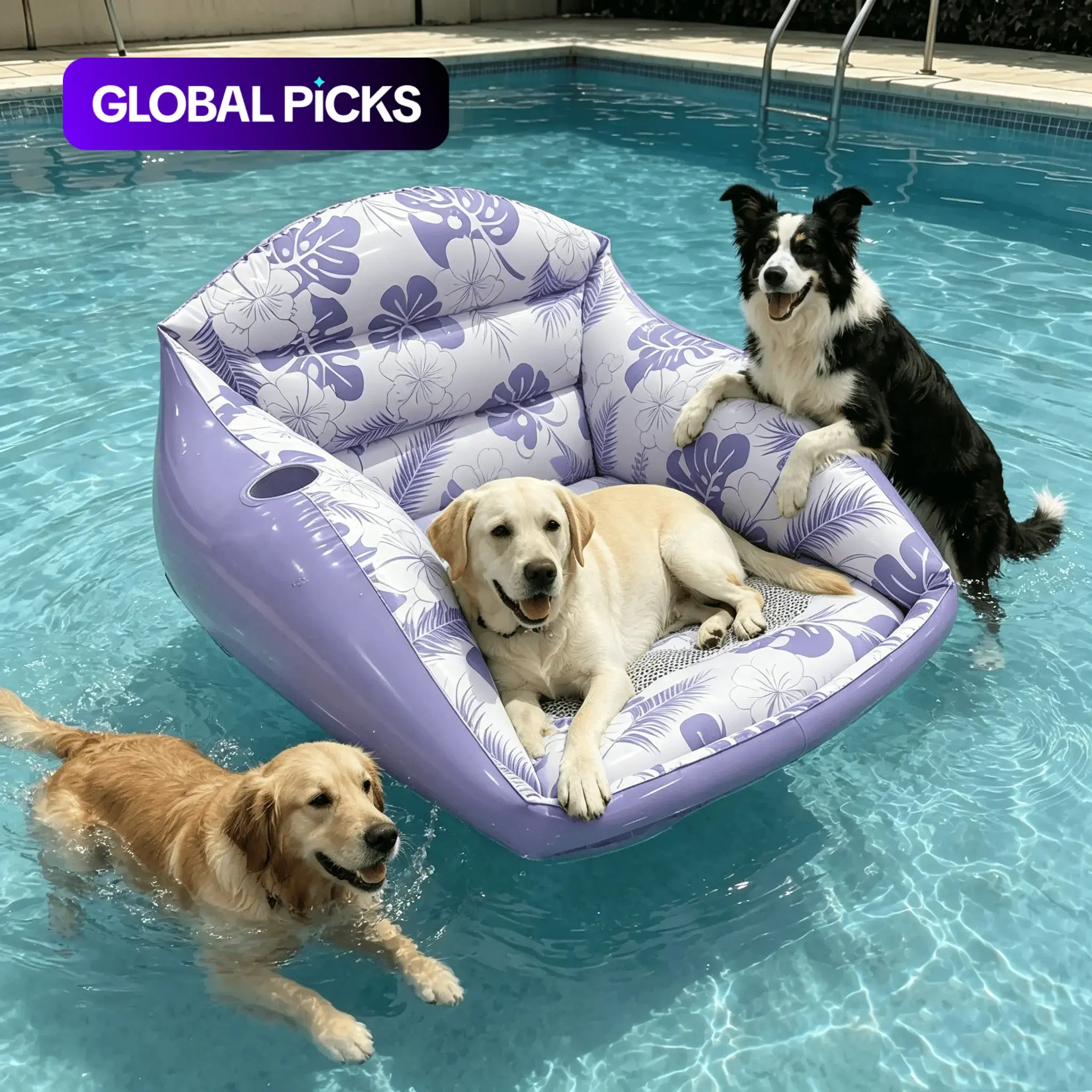 Dog Pool Sofa Float Pad, Inflatable Pet Pool Float with Mesh Seat, Suitable for Large Dogs, Summer Outdoor Water Toy #GLOBAL PICKS