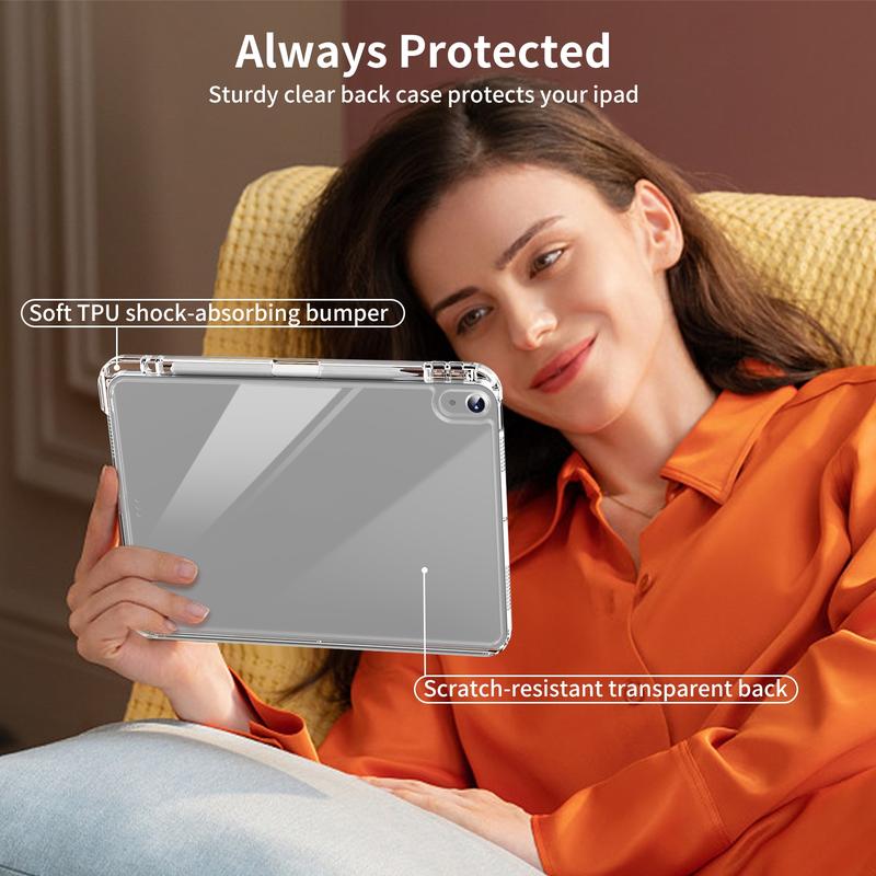 KENKE Transparent Tablet Case with Pen Holder, 1 Count Detachable Tablet Protective Cover, Smart Tablet Protector for iPad