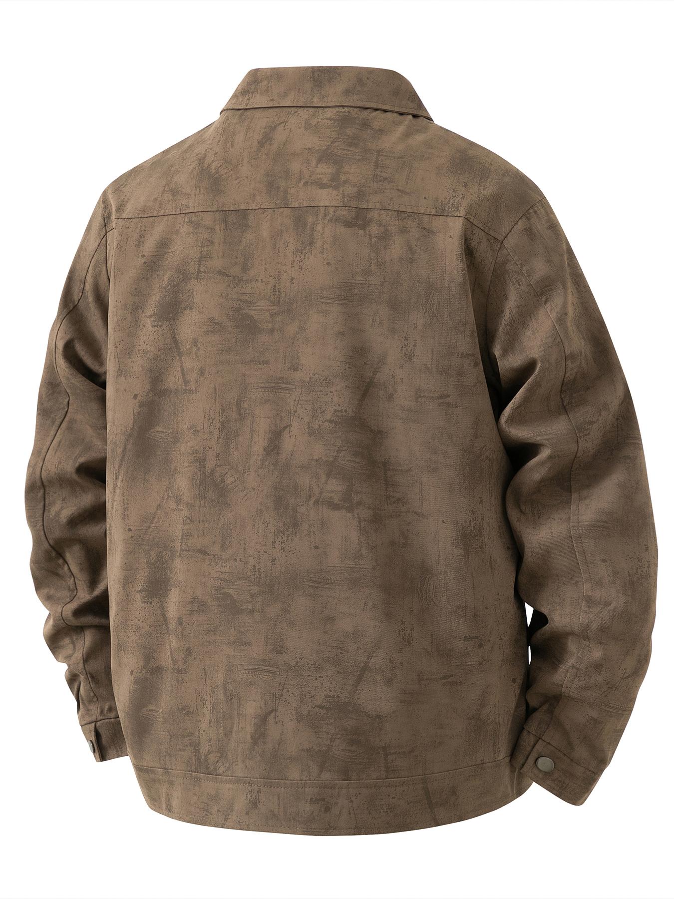 Men's Casual Versatile Fitted Long Sleeve Jacket Coat, Casual Fitted Jackets, 100% Polyester Fiber, Button Front with Snap Closure, Collar Design, Spring & Fall, Casual Outerwear