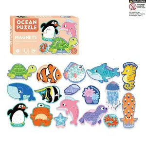 Ocean Animal Cognition Magnetic Puzzle, 1 Box Colorful Matching Game Animal Shape Toys, Preschool Educational Toy Set, Matching Pair Game for Kids