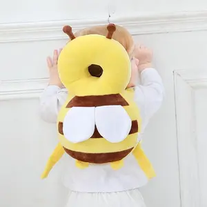 Single Pack Cushion Backpack - Adjustable Cartoon Animal Plush Backrest, Colorful Polyester Material, Ideal Holiday Gift for Sports & Outdoor Protective Gear Use