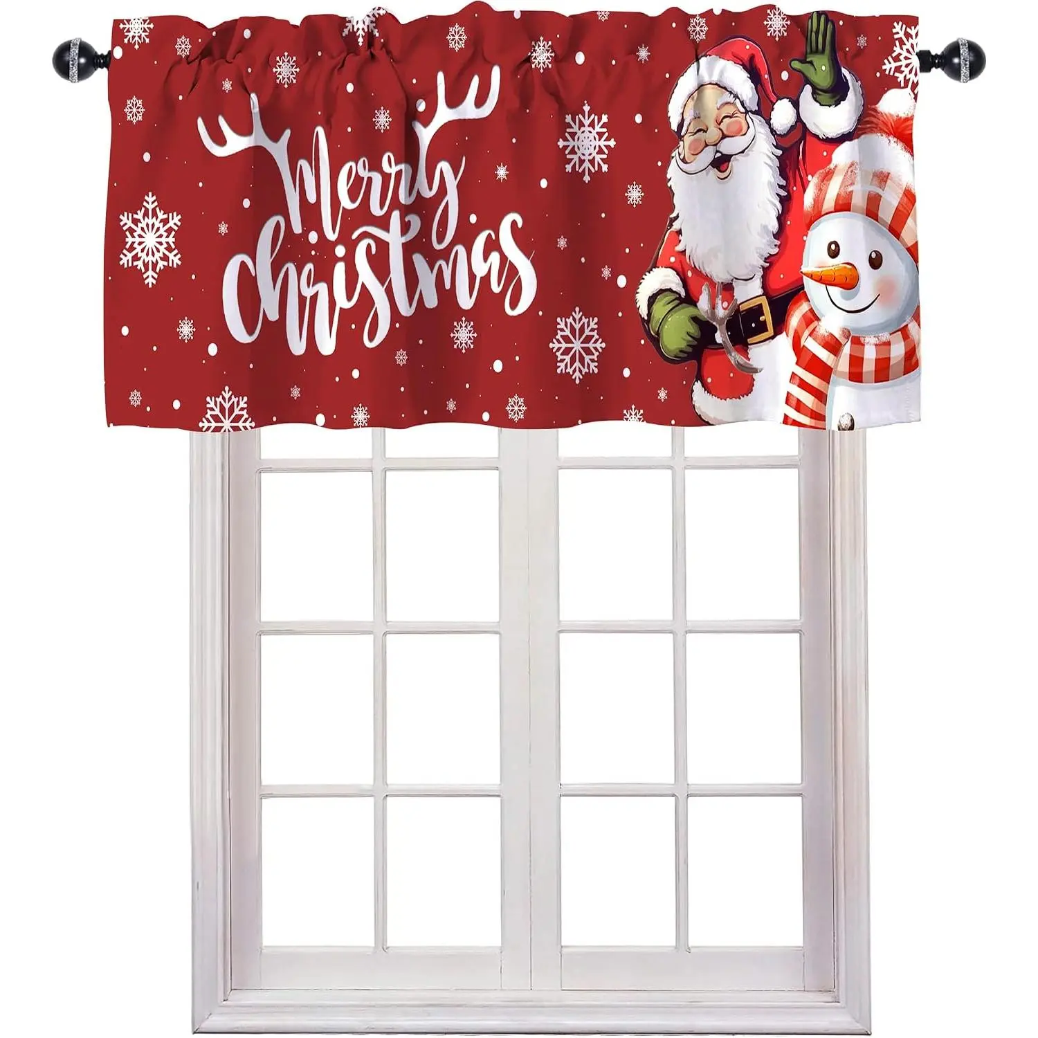 Snowman Christmas Curtains - Valances for Windows - Snowman Christmas Decorations Curtain Valances for Kitchen, Bathroom, Living Room, Xmas Decoration Indoor Winter Holiday  Decor, 52"x18"