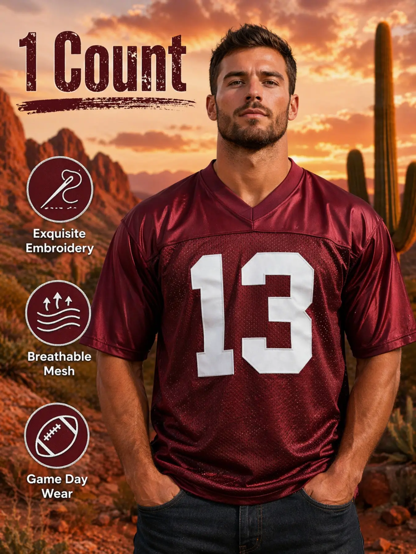 #13 #18 Embroidered Football Jersey | Unisex Game Day Wear | Breathable Athletic Sports Uniform