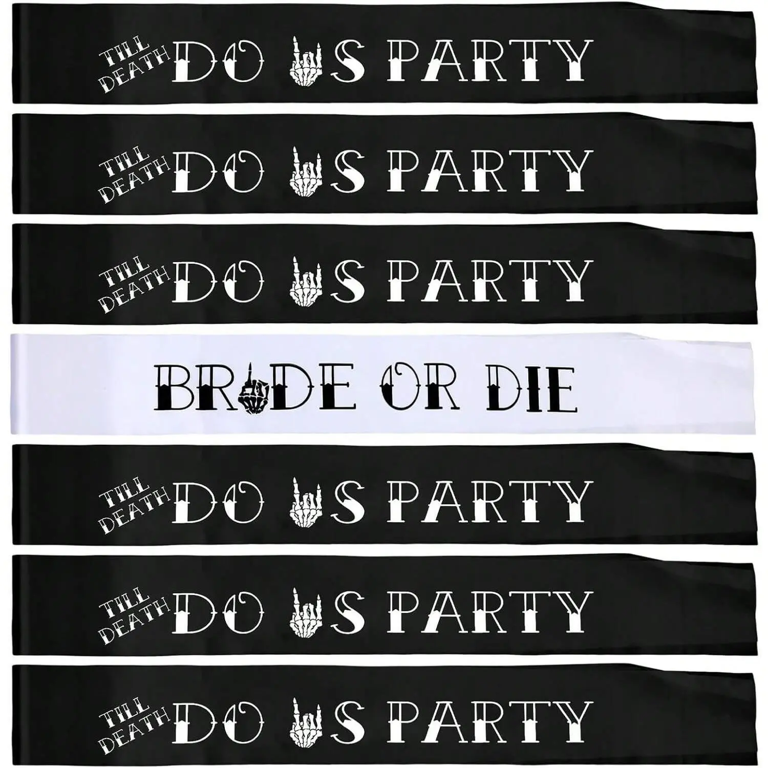 7 Pack Bachelorette Sash Set, Gothic Pre-Wedding Decor Supplies for Bridal Shower, Engagement & Bachelorette Party