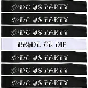 7 Pack Bachelorette Sash Set, Gothic Pre-Wedding Decor Supplies for Bridal Shower, Engagement & Bachelorette Party