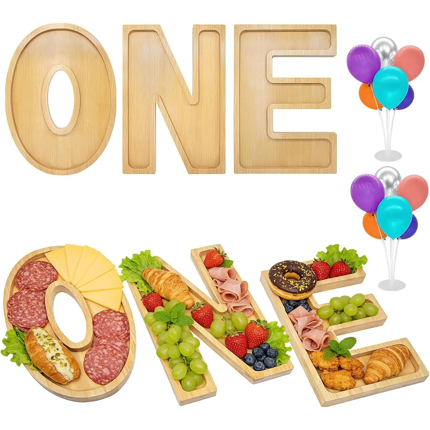 3 count  Charcuterie Board Letters-(With 14 Balloons) Fillable Letter  Serving Tray for Party Desserts Container Fruit Platter,Suitable for first birthdays, -year anniversaries