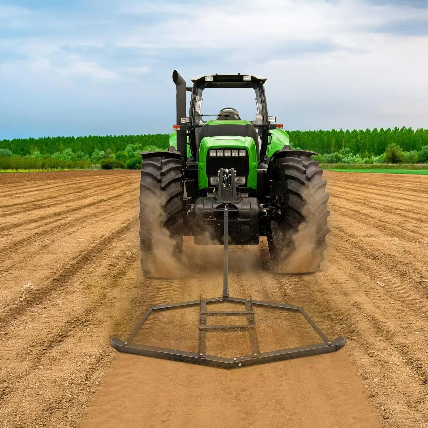 84-Inch Heavy Duty Metal Driveway Drag Harrow with Corrosion-Resistant Coating, 2 Adjustable Bars, Pin-Style Hitch, Easy Assembly & Effective Leveling Performance for ATV, UTV Lawn Garden Tools, 84 Inches