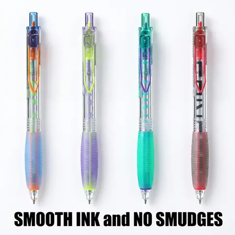 4pcs Clash Cyber Style, Unisex, Fashion Theme, Cool Pens, Click Type, Smooth Consistent Ink, Quick Drying, Study Office Writing, Black, Large Capacity Gel Pen