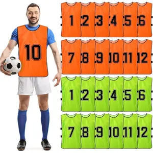 24 Pack Reversible Numbered Scrimmage Training Vests Team Sports Pinnies Penny Jerseys for Soccer Team Practice