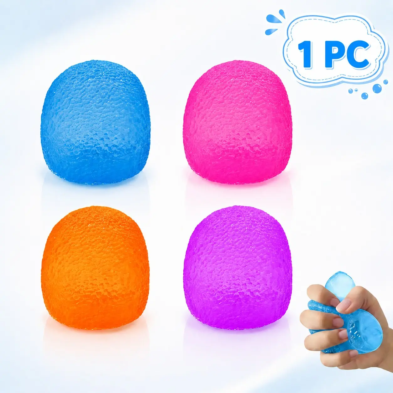 1-Pack Stress Balls-Gumdrop Squishy Stress for Kids and Adults, Super Solid Squeeze Ball, Sensory for Stress Relief, Birthday, Easter Basket Stuffers and Party Favors
