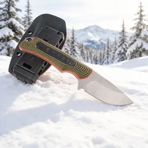 1pc 15017 Straight Knife with Sheath, High Hardness Blade, Durable Everyday Knife, Camping Travel Fruit Knife, Kitchen Tool, Edc Pocket Knife, Christmas Gift, Men's Gift