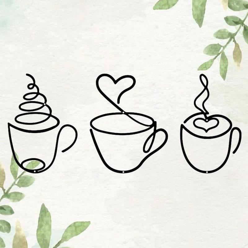 Coffee Cup Pattern Wall Art, Hand Drawn Artwork, Unique Artwork, Vintage Coffee Cup Wall Decor, Decoration, Charming Kitchen Decor for Stylish Home Interiors