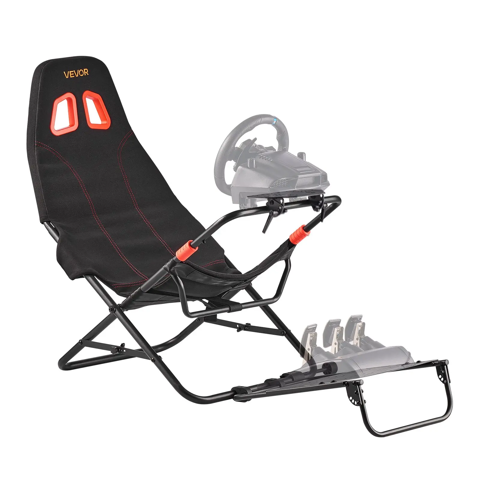 VEVOR Portable Racing Wheel Stand, Foldable & Adjustable Steering Sim Wheel Stand, 18.5 in Seat Inner Width, Compatible with Logitech G923/G920/G29, Thrustmaster T248P, Fanatec, Hori, Mad Catz, Black