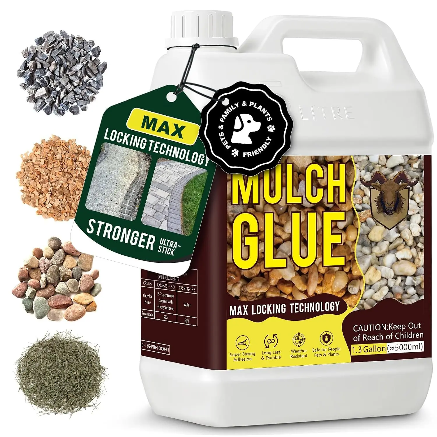 166OZ  to Use Mulch Glue for Landscaping,Rock Glue No Dilution Needed,Gravel Binder,Pea Gravel,Bark,  Stabilizer,Stone Glue Adhesive,Mulch Lock and Pea Gravel Stabilizer
