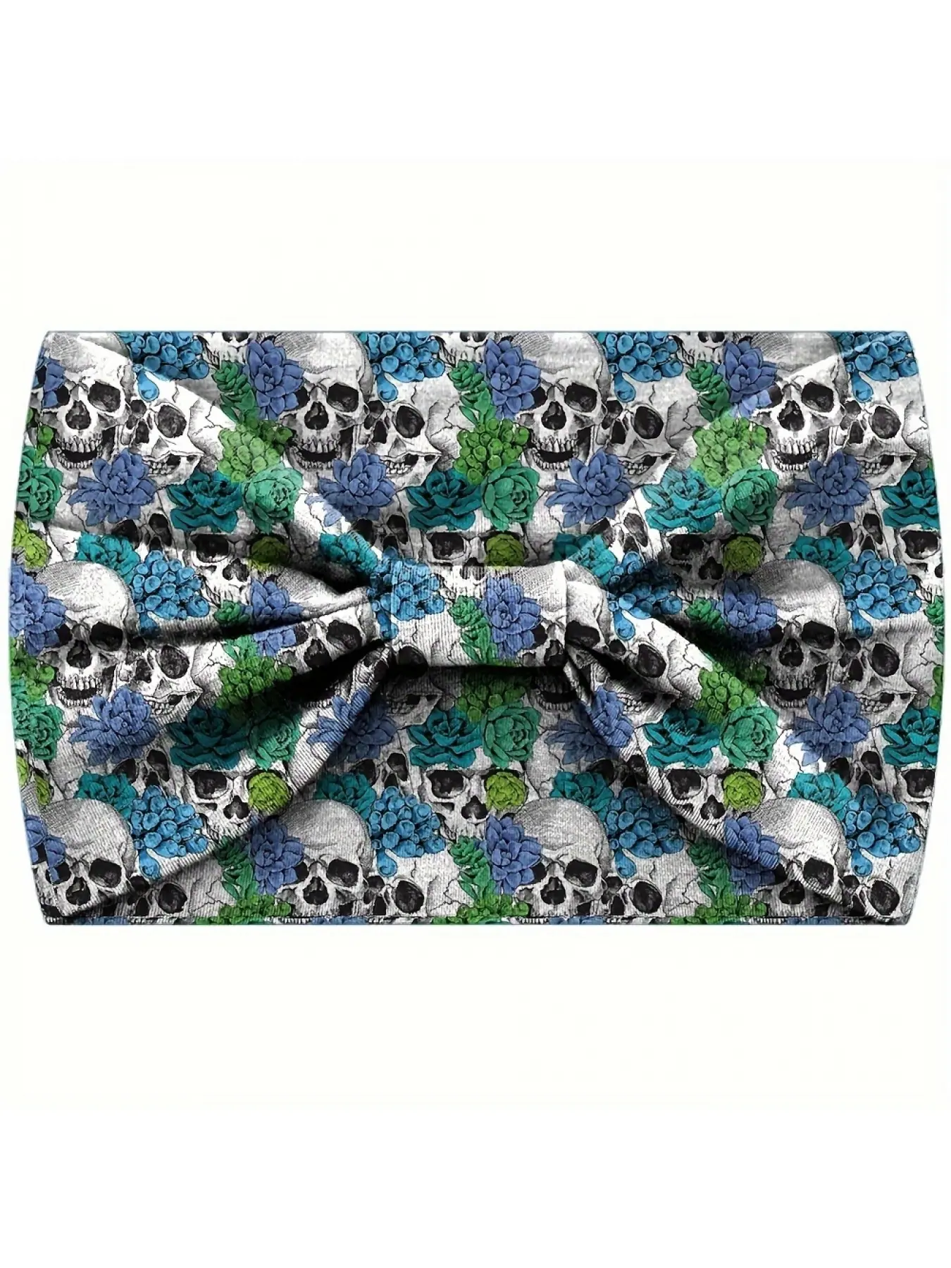 Bohemian Style Floral Skull Pattern Headband Elastic Wide Brim Headband Fashion Sweat-Absorbent Elastic Sports Yoga Headscarf Hairband