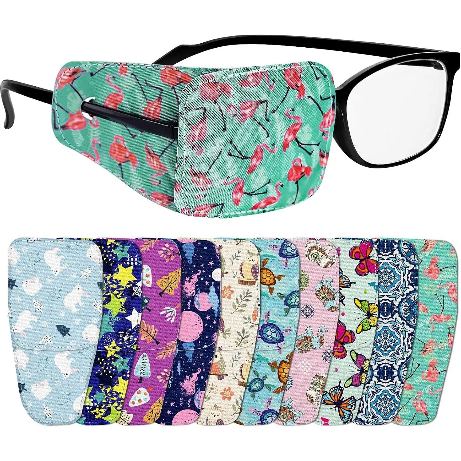 10 Pcs Adult Eye Patches for Left & Right Eye, Eyepatch for Glasses, Mixed Styles(Gift)