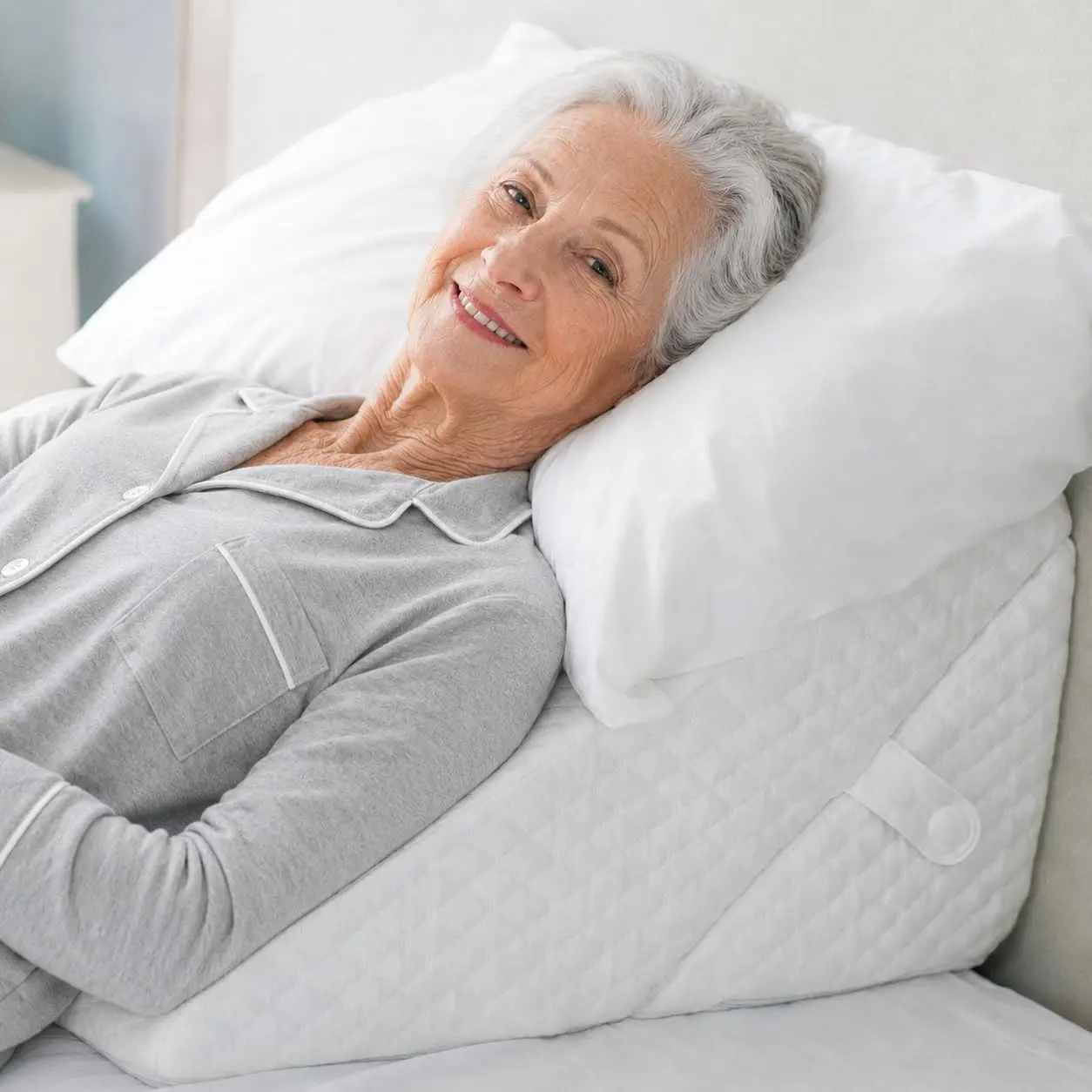 12-Inch Triangle Memory Foam Wedge Pillow with 2 Heights Adjustability, for Sleep Apnea Relief & Handicapped Individual Care/Positioning